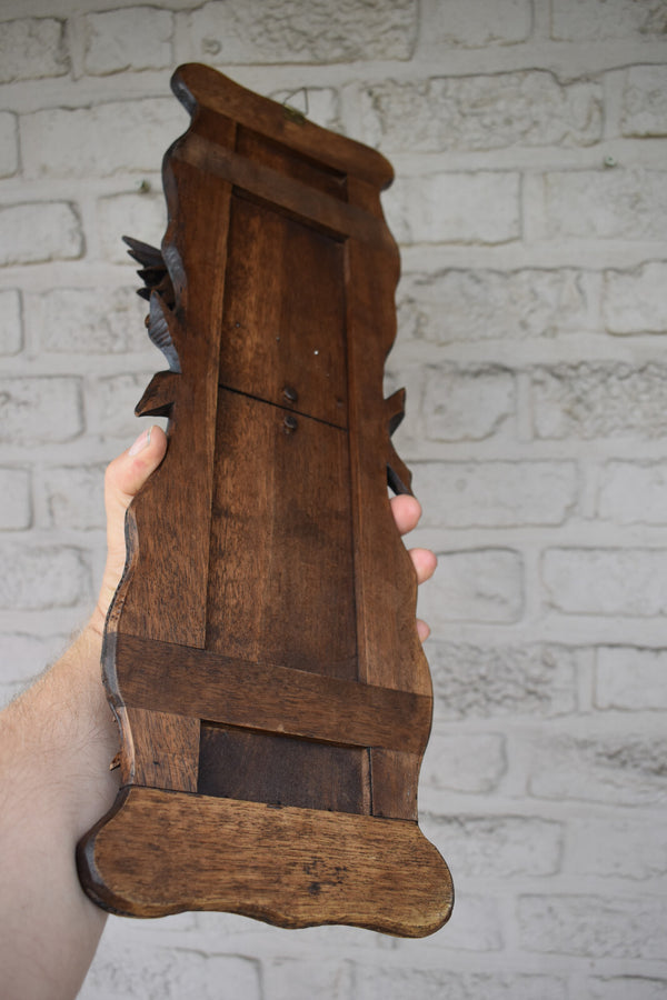 Antique Black forest wood carving wall letter holder deer animal