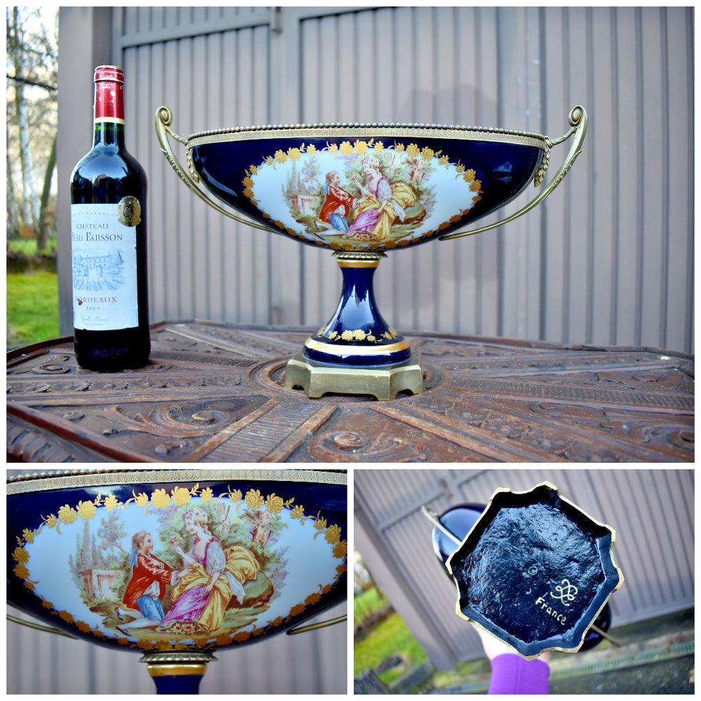Vintage French sevres style porcelain centerpiece bowl victorian decor