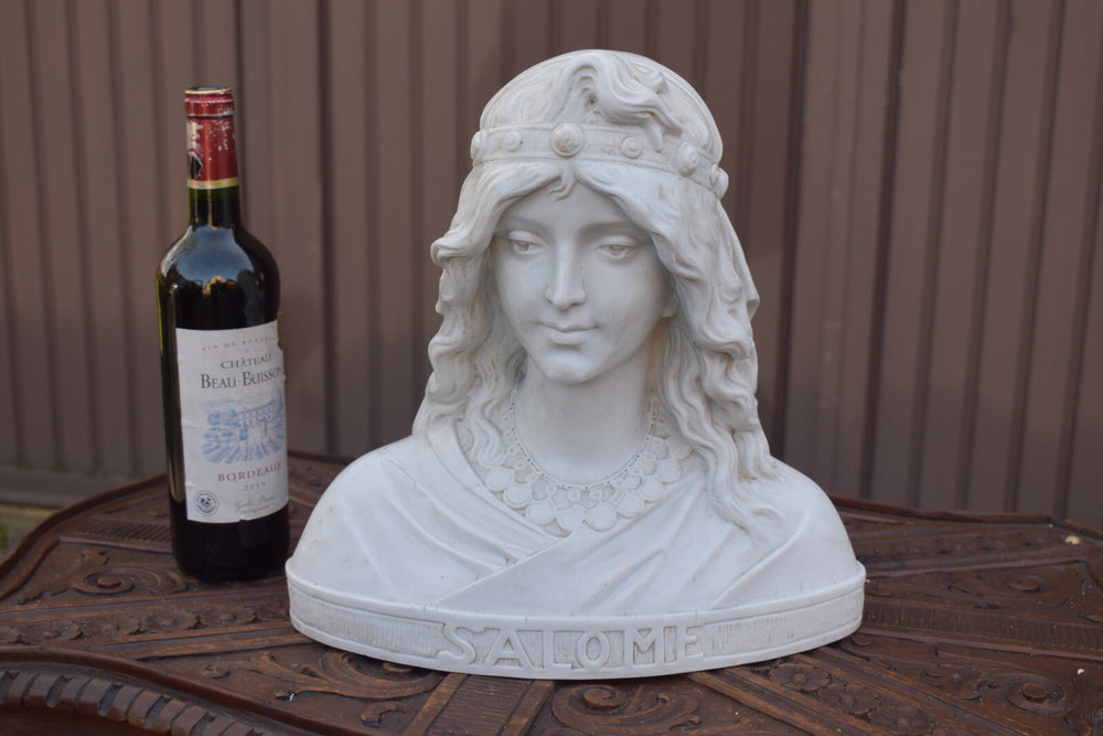 Antique 19thc Bisque porcelain bust sculpture of saint mary salome religious
