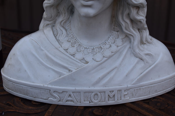 Antique 19thc Bisque porcelain bust sculpture of saint mary salome religious