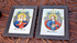 PAIR antique German eglomise glass painting sacred heart jesus mary portrait