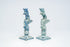PAIR 19thc italian Cantagalli majolica Griffon Candlestick candle holder shield