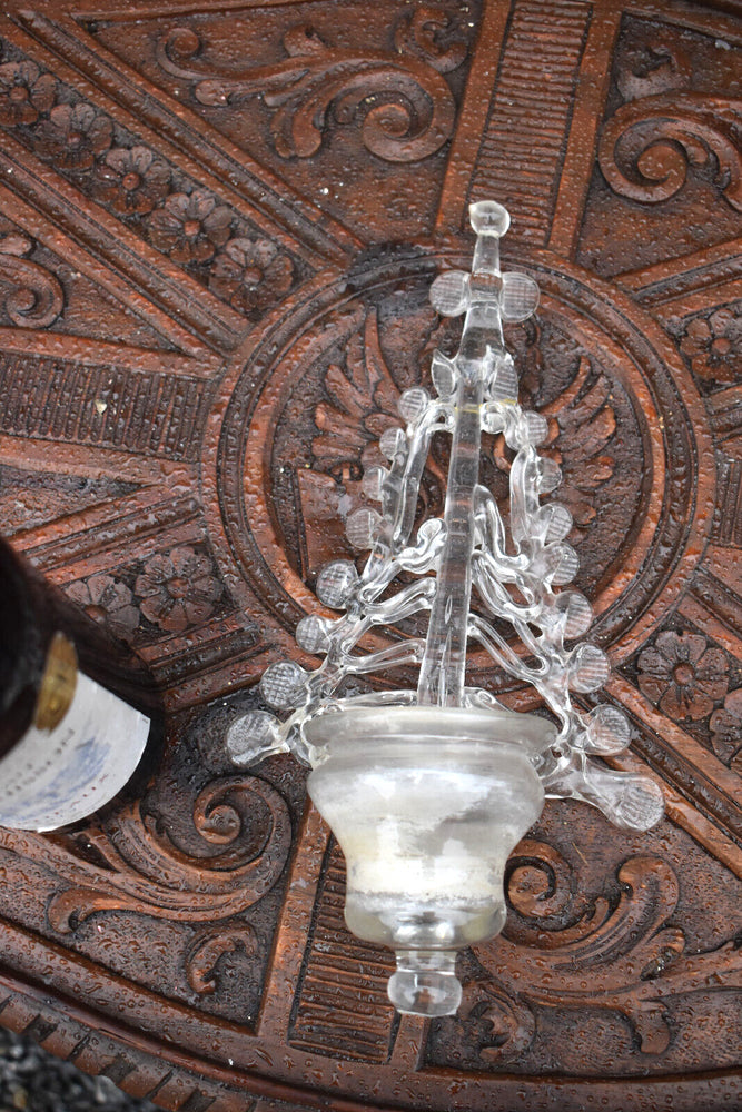 Antique Belgian Liegeois 18thc glass  hand blown holy water font rare