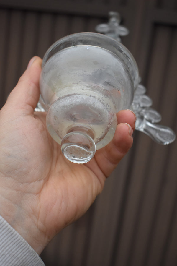Antique Belgian Liegeois 18thc glass  hand blown holy water font rare