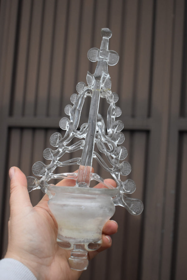 Antique Belgian Liegeois 18thc glass  hand blown holy water font rare