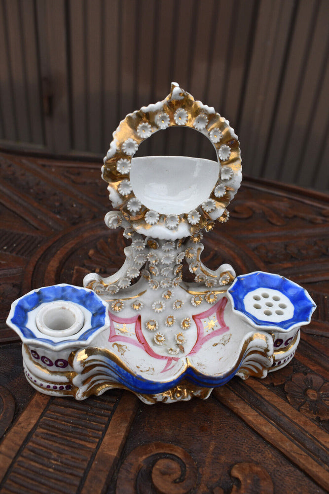 Antique french vieux paris porcelain inkwell