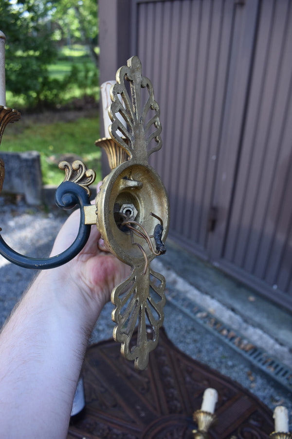 PAIR antique french bronze empire eagle bird arms wall lights sconces