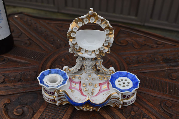 Antique french vieux paris porcelain inkwell