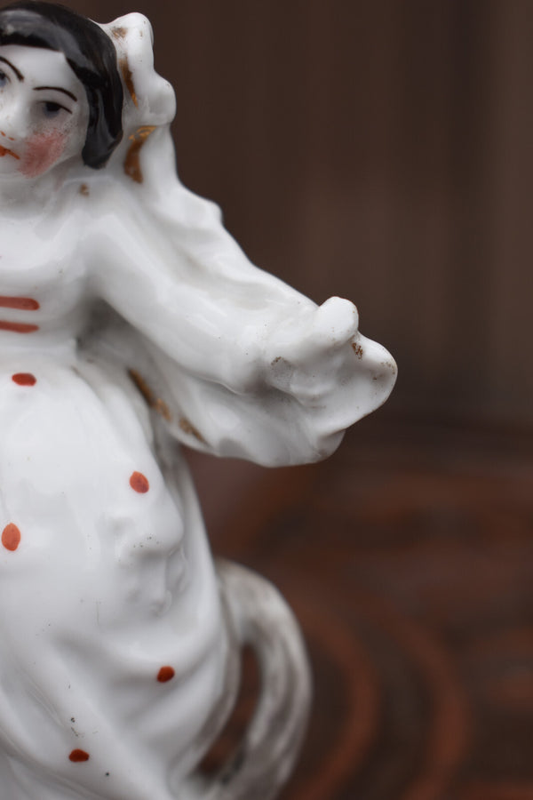 Antique staffordshire princess horse pen holder Statue