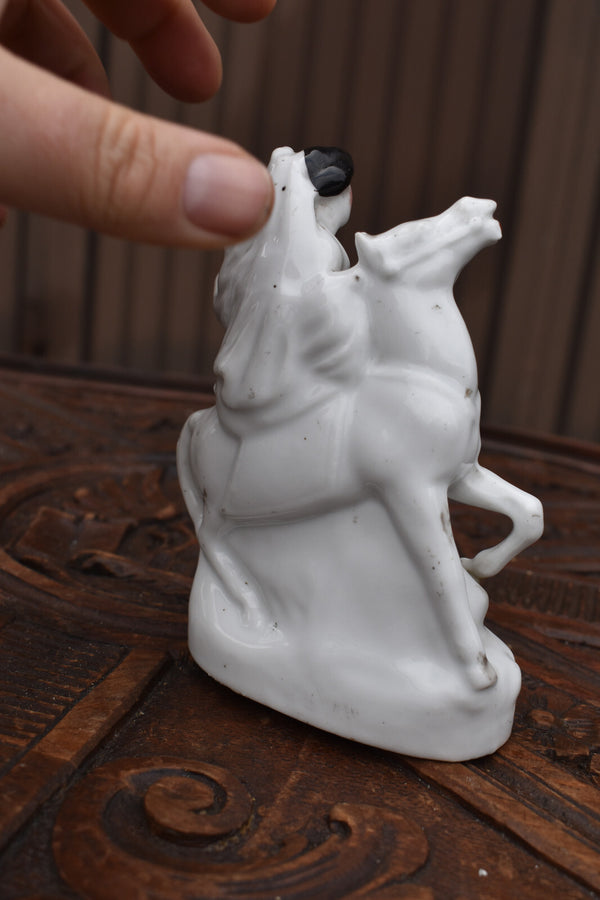 Antique staffordshire princess horse pen holder Statue