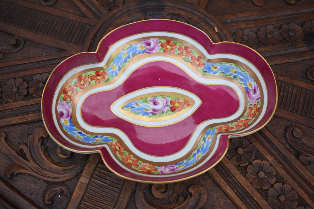 Vintage Limoges marked porcelain tray plate floral decor