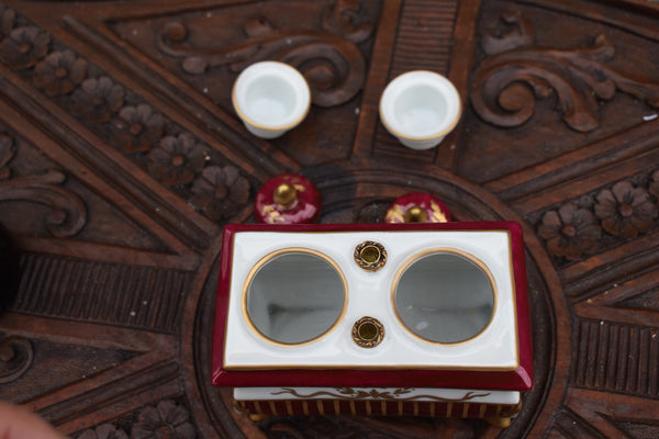 Antique French napoleon N porcelain desk inkwell