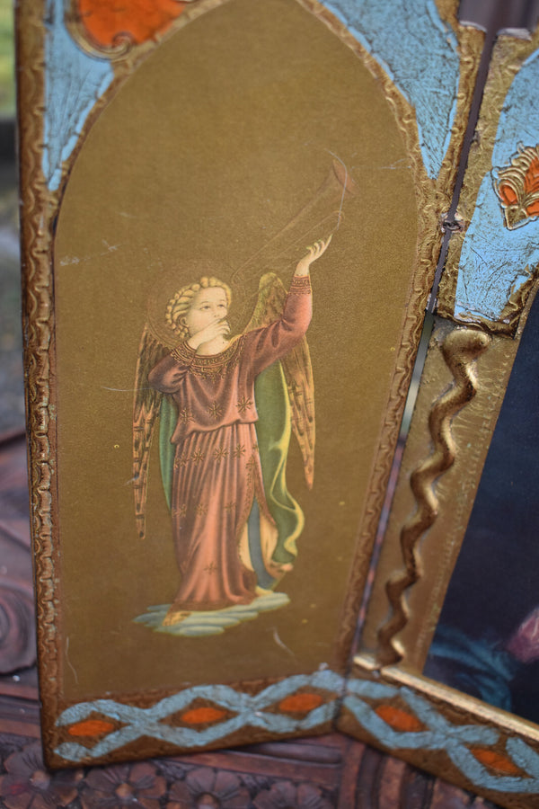 Vintage Italian Triptych Madonna Plaque
