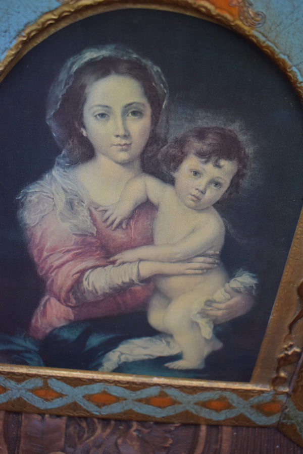 Vintage Italian Triptych Madonna Plaque