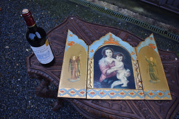 Vintage Italian Triptych Madonna Plaque