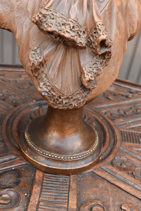Antique belgian terracotta rococo young boy aristocratic bust sculpture statue