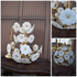 Vintage italian white murano glass flower chandelier lamp 1970s