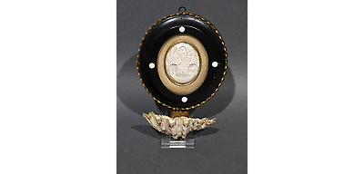 Antique 19th c French Meerschaum Madonna Mary figurine holy water font shell