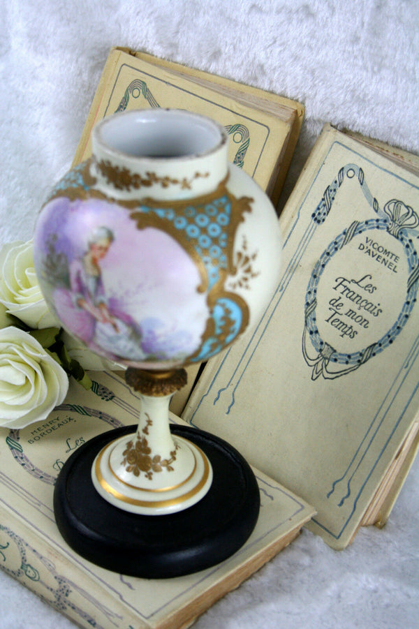 SEVRES porcelain marked Vase on wood base France 19th c romantic victorian