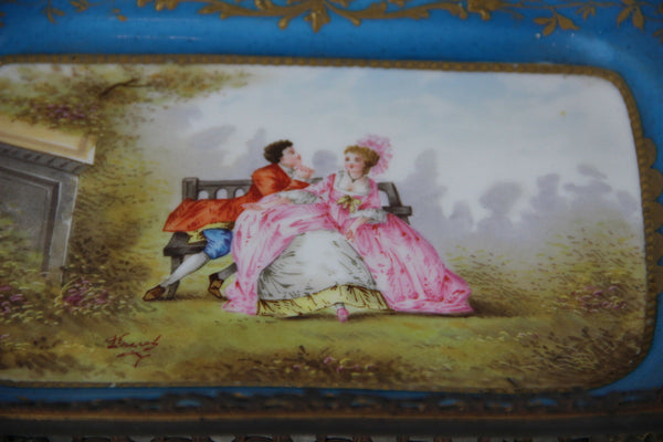 Antique French 1925 Centerpiece coupe table in sevres porcelain hand paint