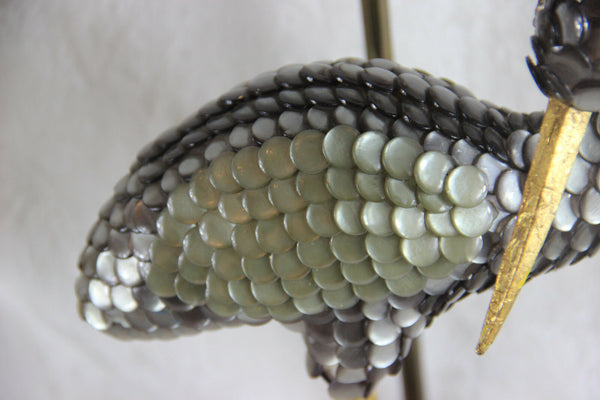 PAIR 1970 Vintage French duck bird matching table lamp mid century Rare