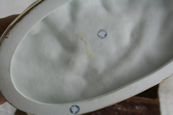 VTG German porcelain marked Figurine girl goose kitten group 1960's