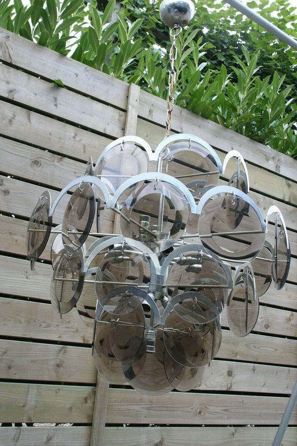 XXL 41 discs mid century 60's VISTOSI / panton era Chandelier pendant lamp
