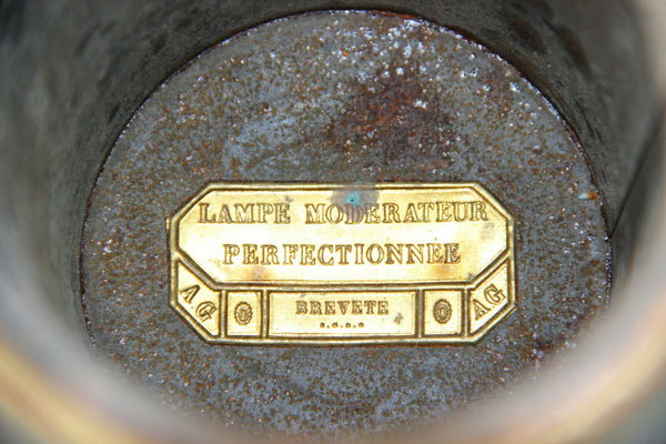 PAIR antique French oil Lamps porcelain Bronze Egypt potrait heads Rare marked