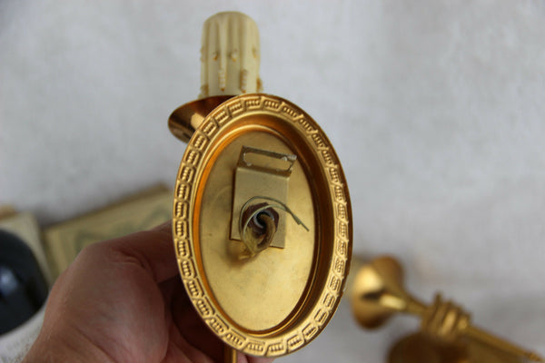 PAIR mid century Wall lights sconces brass hands attr. maison Jansen Paris