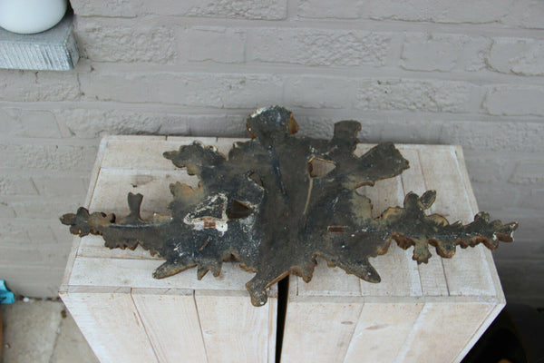 French Antique 19th c Louis XV Pediment Crown Plaster Crest putti angel rare