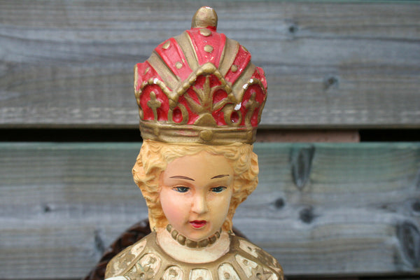 Beautiful large Antique French Plaster JESUS OF PRAGUE Figurine statue