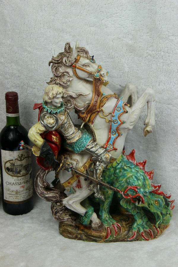 XL PATTARINO school Terracota sculpture statue religious Saint George dragon
