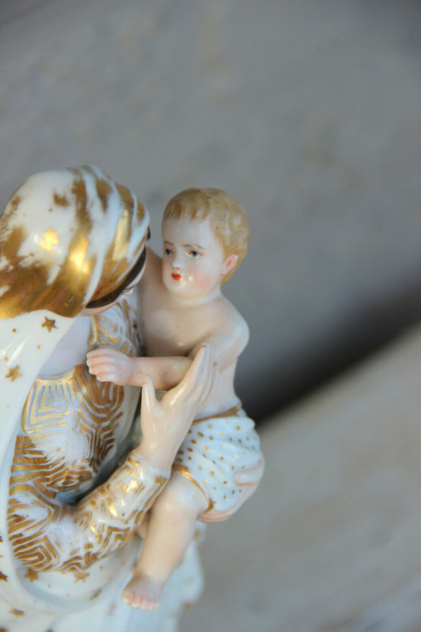 LARGE Antique vieux paris porcelain Madonna religious figurine