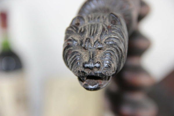 SET RARE gothic Castle Wood black forest barley twist lion sconces wall lights