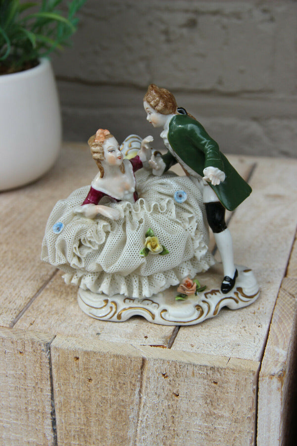 Capodimonte porcelain lace group figurine romantic marked