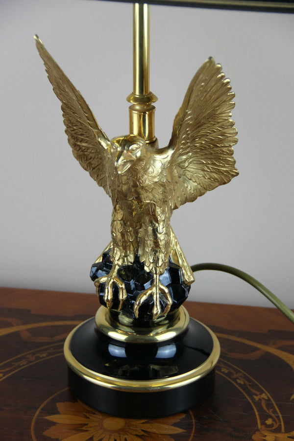 Mid century Bronze eagle Maison Jansen Paris Table lamp Modernist France 1970's