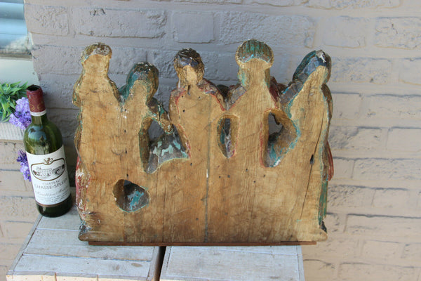 Antique XL 1800s Flemish wood carved gothic religious statue jesus group