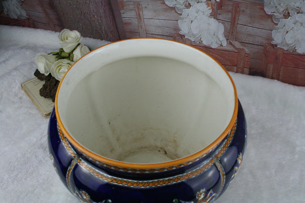 French GIEN Mythological Porcelain Satyr faun putti planter jardiniere 1930