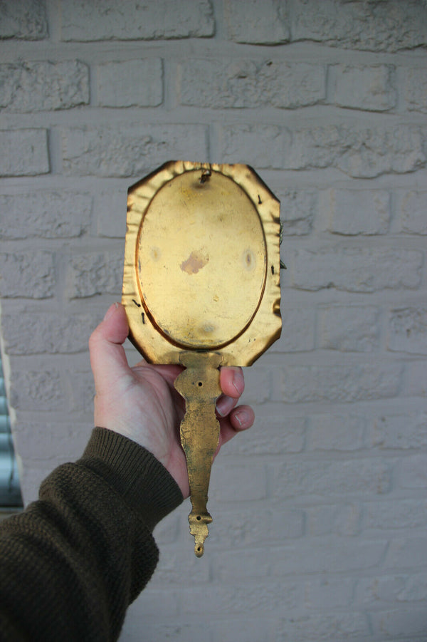 Vintage French metal gold gilt putti hand mirror
