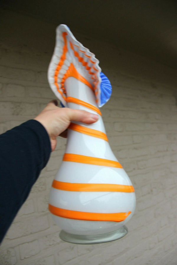 Retro Hand blown Art Glass Murano Vase 1970 Swirl rare shape