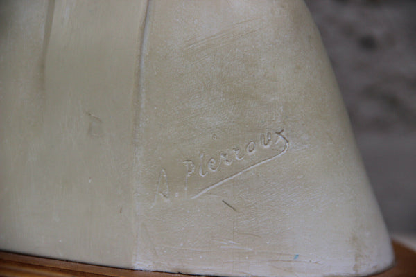 French Art deco antique clalkware Bust Virgin Mary Relgious signed 1920