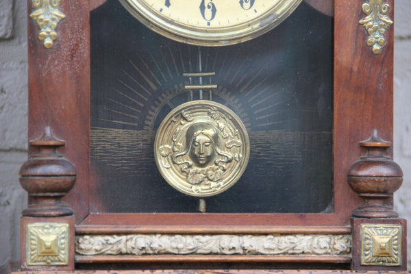 Antique Wood carved junghans clock caryatid figurines ornaments