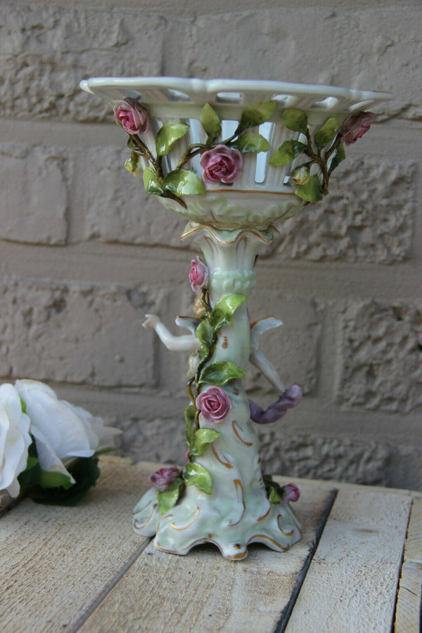 Antique German porcelain schierholz mark Angel statue centerpiece vase