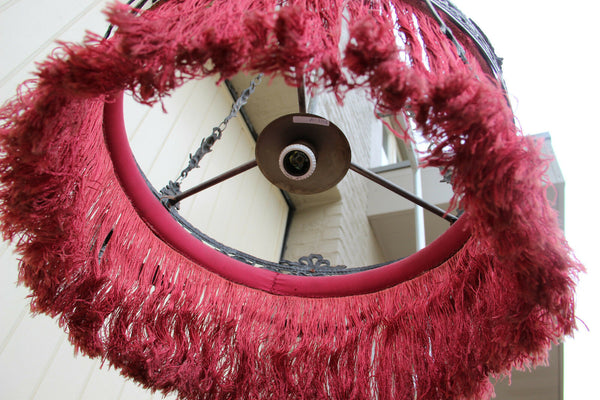 Rare French Antique Gothic devil dragons satyr heads chandelier castle