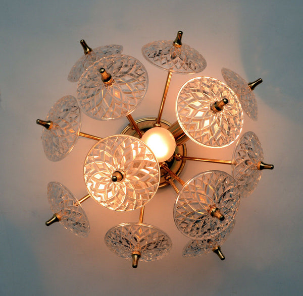 VAL SAINT LAMBERT SPUTNIK crystal discs sconce wall lamp vintage 1960 no2