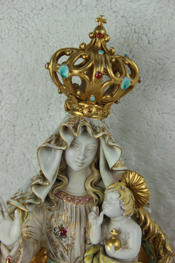 Huge PATTARINO italian Terracotta madonna statue religious putti angels