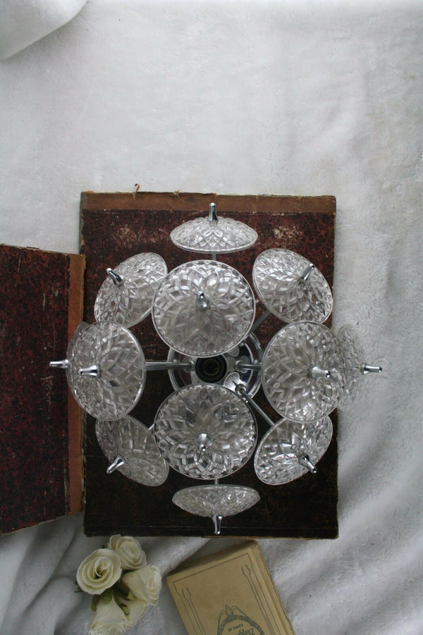 VAL SAINT LAMBERT SPUTNIK crystal discs sconce wall lamp vintage 1960's Belgium