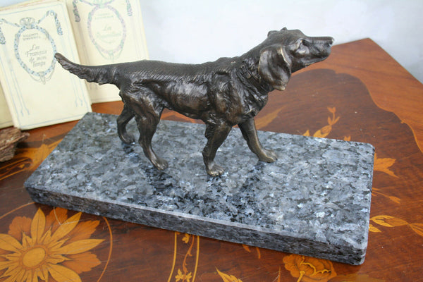 ART deco 1930 French Bronze Dog german sheperd marble base