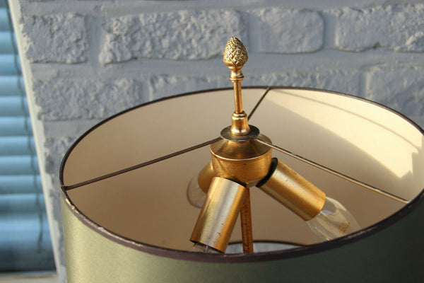 Mid century Brass opaline pineapple Leaf Table lamp attr Maison JANSEN 1960