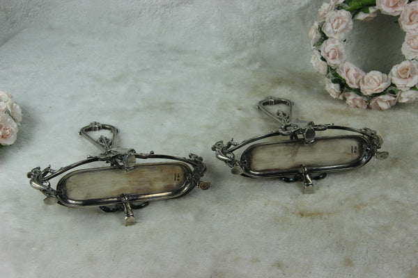 PAIR Antique Christofle Silver Plated Oil Vinegar Stand gothic dragons monogram